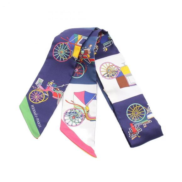 HERMES Authentic Blue Silk Scarf - Picture 2 of 4